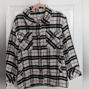 Womens Fleece Plaid Jacket